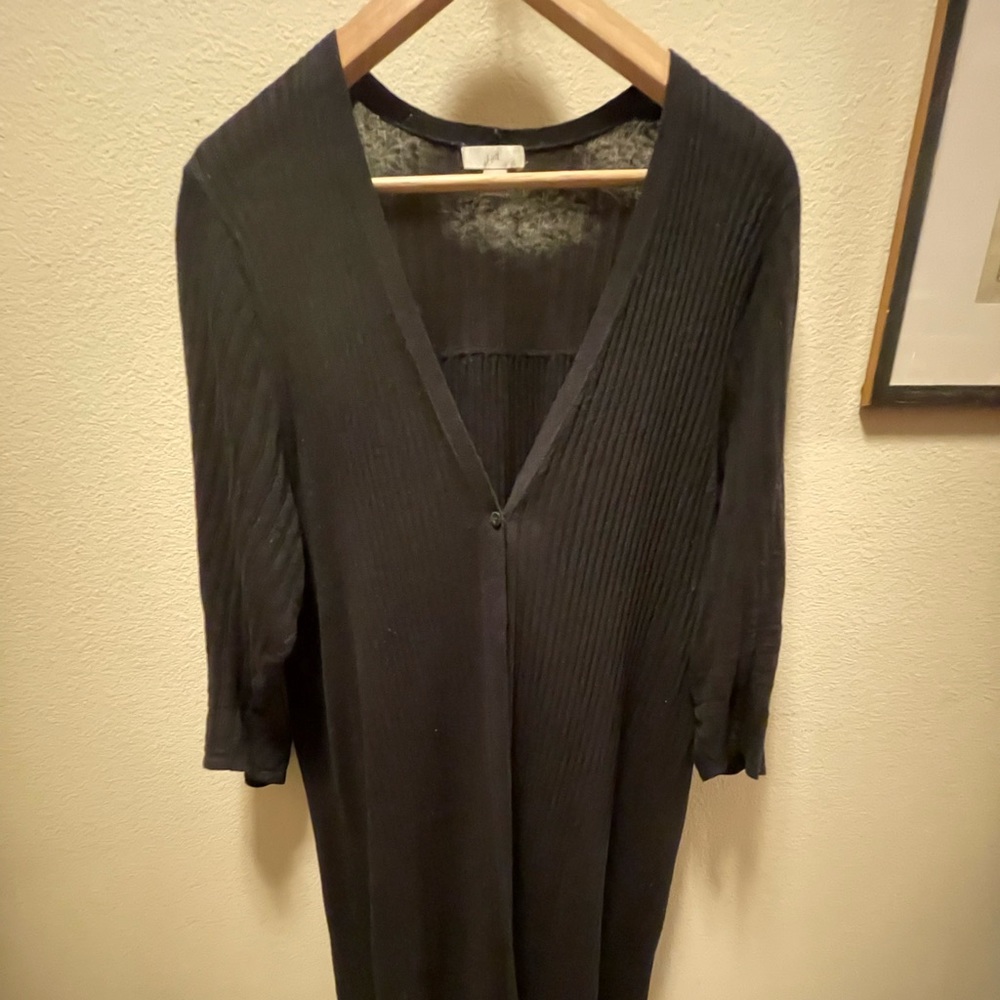J. Jill Black V Neck Button Down Duster -1XL